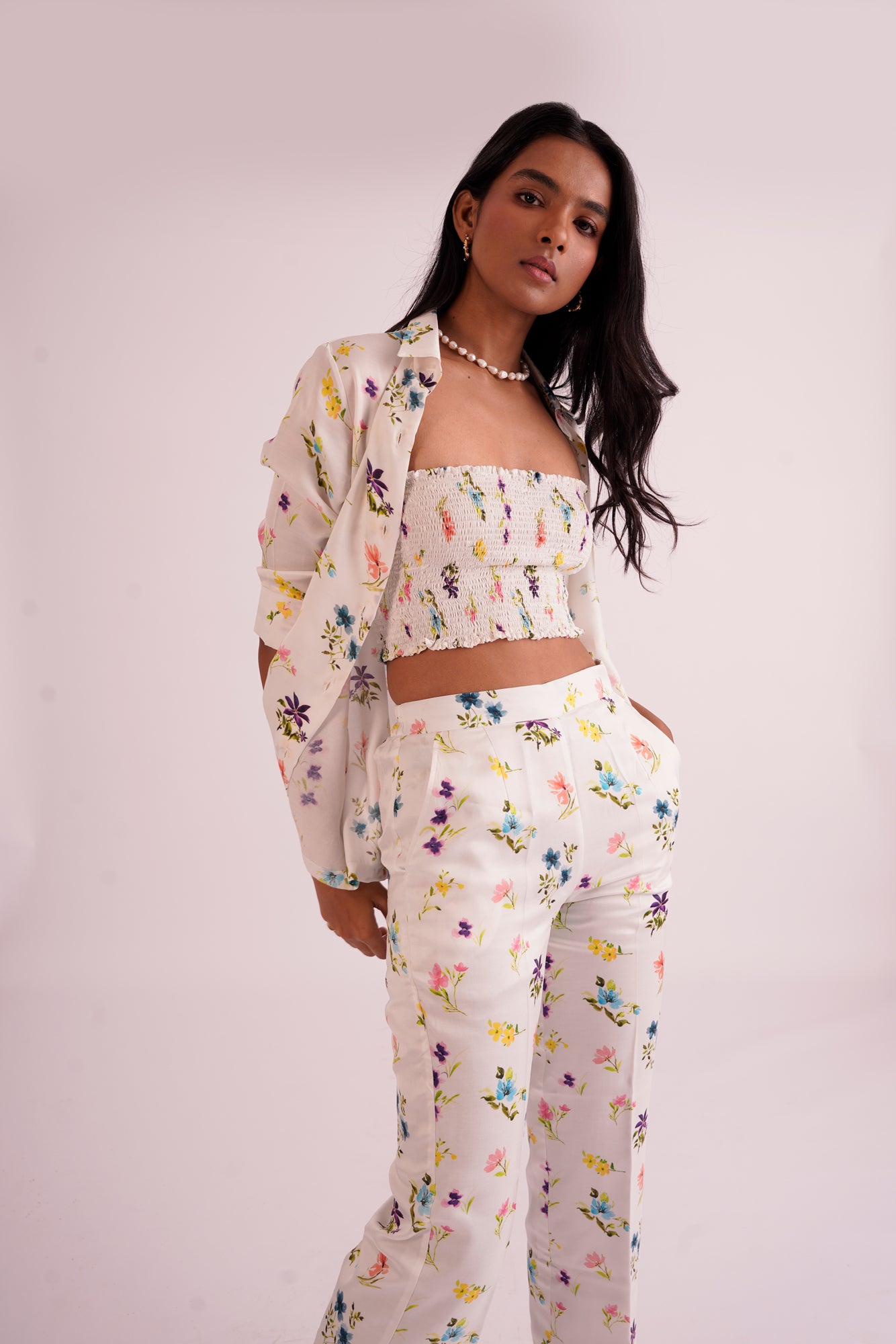 Floral Pant - White