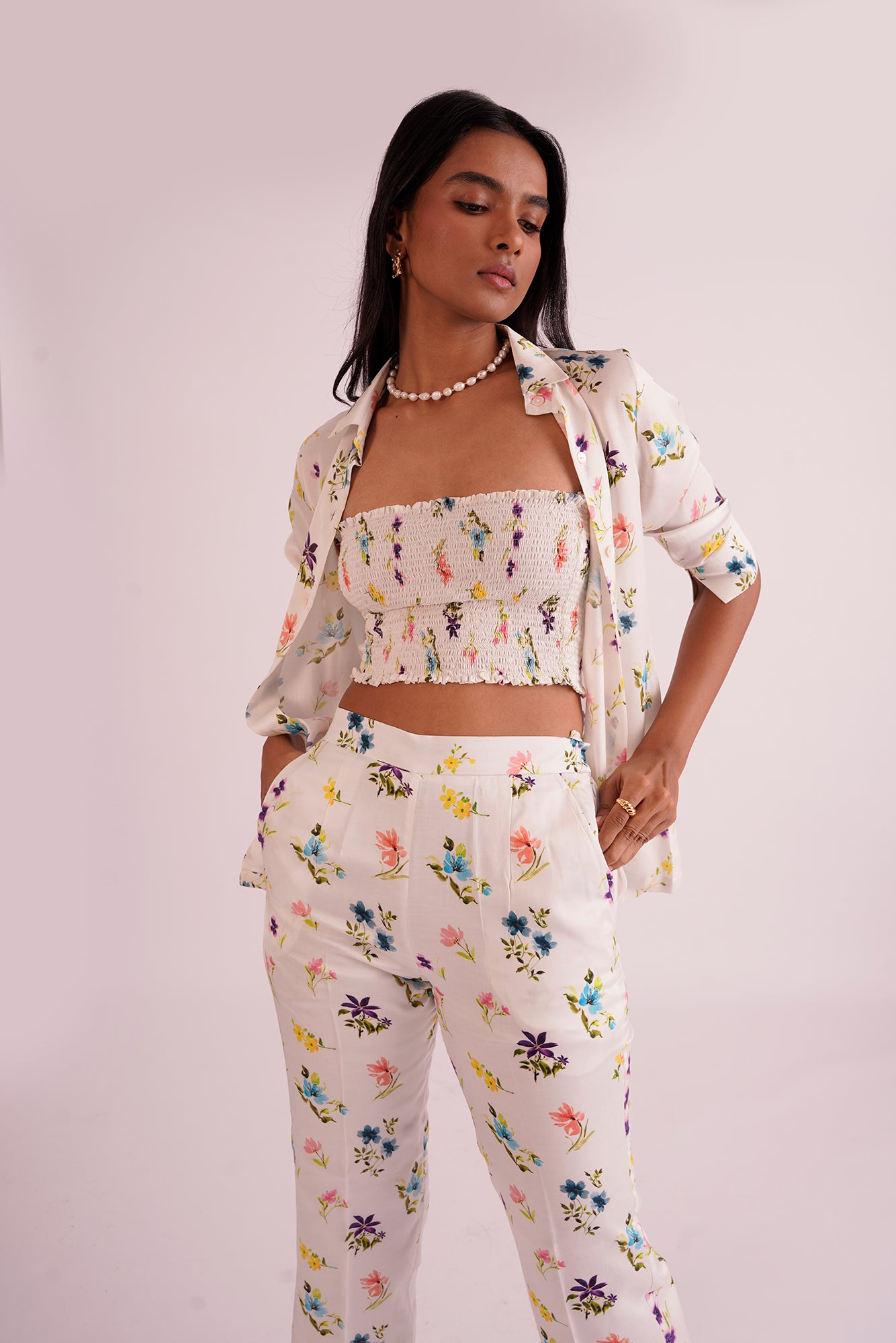 Floral Pant - White