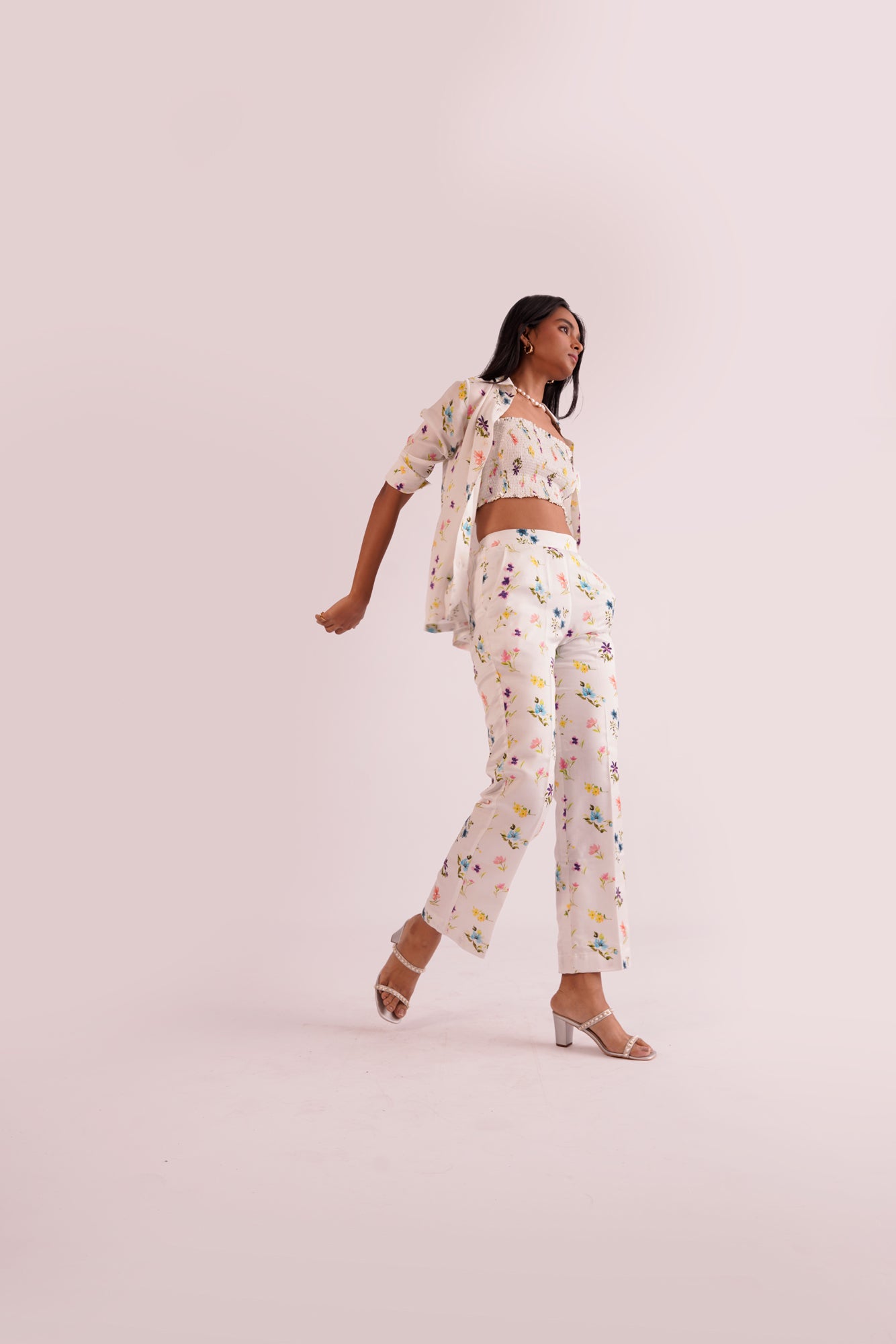 Floral Pant - White